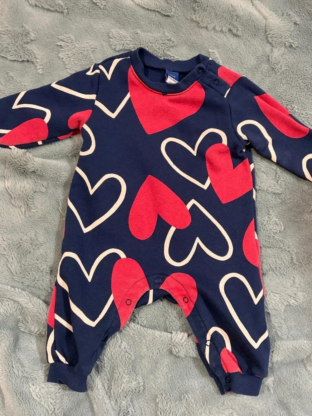 Old Navy Navy Baby Romper with Red Heart Accent